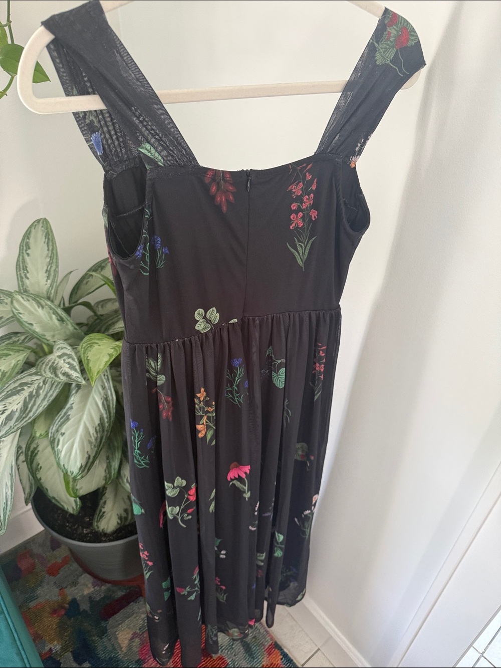 Cider Black Floral Fruit Midi Dress M Whimsigoth Dark Cottagecore Fairycore - Picture 6 of 10